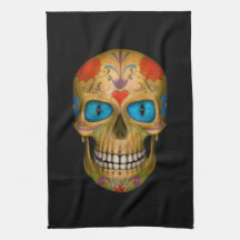 Blue Eyed Sugar Skull Undode Zombie Hand Towel