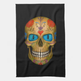 Blue Eyed Sugar Skull Undode Zombie Hand Towel Theedoek