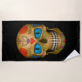 Blue Eyed Sugar Skull Zombie Beach Towel Strandlaken (Voorkant)