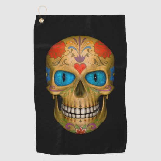 Blue Eyed Sugar Skull Zombie Undode Golf Towels Golfhanddoek (Voorkant)