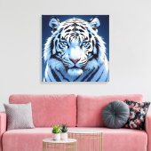 Blue eyed White Tiger Ai Art Canvas Afdruk (Insitu (Woonkamer))