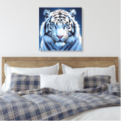 Blue eyed White Tiger Ai Art Canvas Afdruk (Insitu (Slaapkamer))