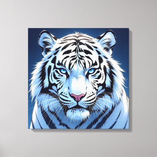 Blue eyed White Tiger Ai Art Canvas Afdruk (Voorkant)