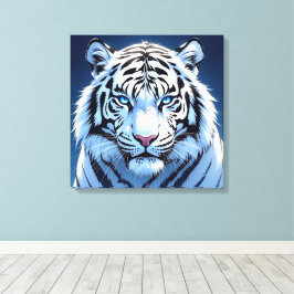 Blue eyed White Tiger Ai Art Canvas Afdruk