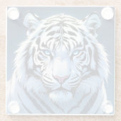 Blue eyed White Tiger Ai Art Glazen Onderzetter (Achterkant)