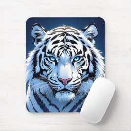 Blue eyed White Tiger Ai Art Muismat