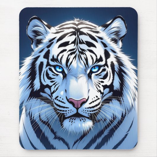 Blue eyed White Tiger Ai Art Muismat (Voorkant)
