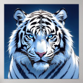 Blue eyed White Tiger Ai Art Poster (Voorkant)