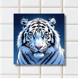 Blue eyed White Tiger Ai Art Tegeltje