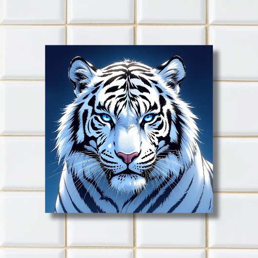 Blue eyed White Tiger Ai Art Tegeltje
