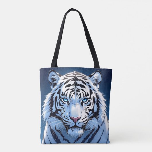 Blue eyed White Tiger Ai Art Tote Bag (Achterkant)