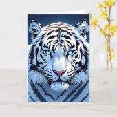 Blue eyed White Tiger Birthday  Kaart (Gele Bloem)