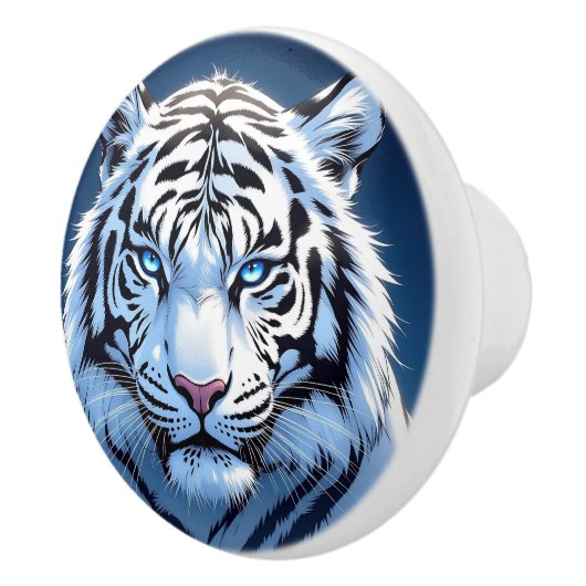 Blue eyed White Tiger  Keramische Knop (Rechts)