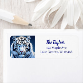 Blue eyed White Tiger Personalized Etiket
