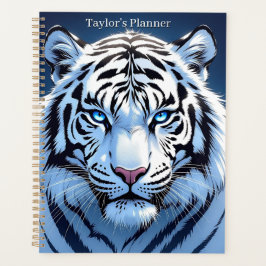 Blue eyed White Tiger Personalized Planner