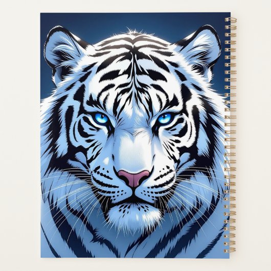 Blue eyed White Tiger Personalized Planner (Achterkant)