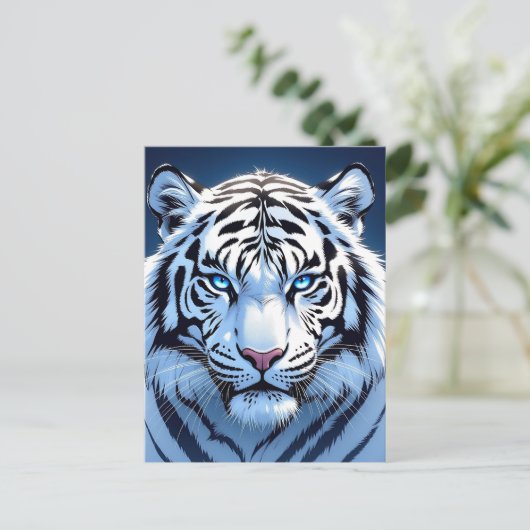 Blue eyed White Tiger | Saying hi Briefkaart (Staand voorkant)
