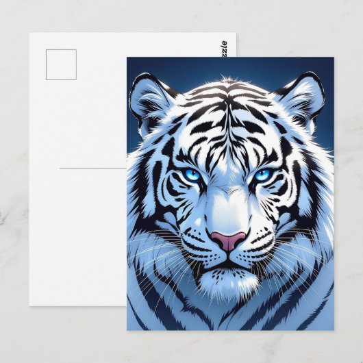 Blue eyed White Tiger | Saying hi Briefkaart (Voorkant / Achterkant)