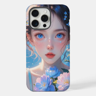 Blue Eyes Anime Girl iPhone 15 Pro Max Case