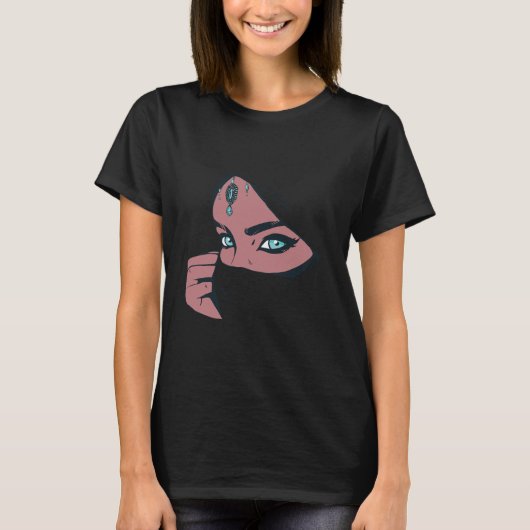 Blue Eyes Arabisch Meisje T-shirt (Voorkant)