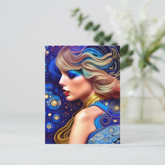 Blue Eyes Blond Abstract in de Melkweg Briefkaart (Staand voorkant)