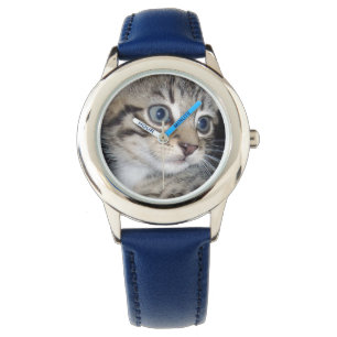 Blue Eyes Fluffy Grey Kitten Horloge