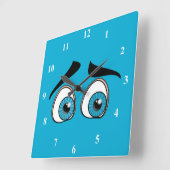 Blue Eyes Wall Clock Curious Vierkante Klok (Hoek)