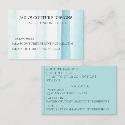Blue Fabric designer mode couture visitekaartje (Voorkant / Achterkant)
