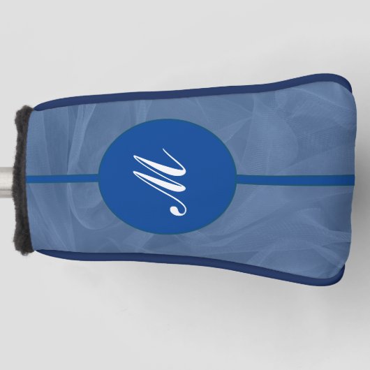 Blue Fabric Textured print monogram putter Golfheadcover (Voorkant)