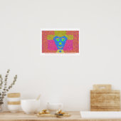 Blue Face Lady in Geel Pet Poster (Keuken)
