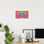 Blue Face Lady in Geel Pet Poster (Thuiskantoor)