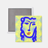 Blue Face Meisje Magneet (Voorkant / Achterkant)