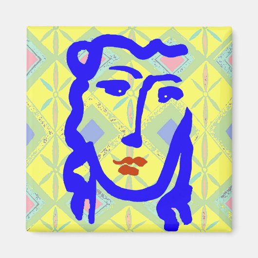 Blue Face Meisje Magneet (Voorkant)