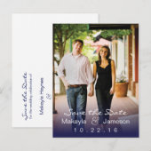 Blue Fade Photo Save the Date Briefkaart (Voorkant / Achterkant)