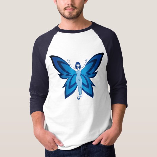 Blue Faery mannen basic 3/4 -sleeve raglan T-shirt (Voorkant)