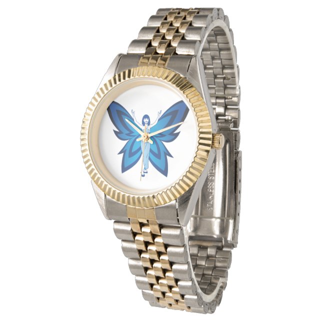 Blue Faery vrouwen 2-tone armband horloge (Gekanteld)