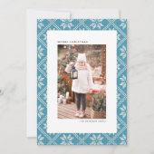 Blue Fair Isle Patroon Kerstfoto Feestdagenkaart (Voorkant)