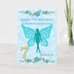 Blue Fairy 7th Birthday Kaart<br><div class="desc">Blue Fairy 7th birthday card features a blue fairy on a cloudy blue background and a large number 7 on the front of the card. This card can be personalized from Granddaughter to Daughter, Sister, Niece or Cousin or the wording removed if desired. A lovely design for any little girl...</div>