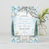 Blue Fairy betoverde tuin Quinceanera Kaart (Staand voorkant)