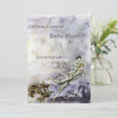Blue Fairy Carries Baby shower Invitation Kaart (Staand voorkant)