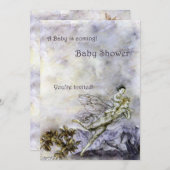 Blue Fairy Carries Baby shower Invitation Kaart (Voorkant / Achterkant)
