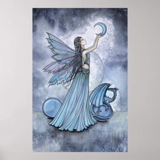 Blue Fairy Dragon Poster van Molly Harrison (Voorkant)