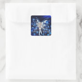 Blue Fairy/Fae-kersttasadres Vierkante Sticker (Tas)