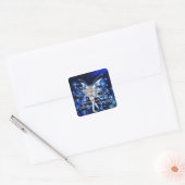Blue Fairy/Fae-kersttasadres Vierkante Sticker (Envelop)
