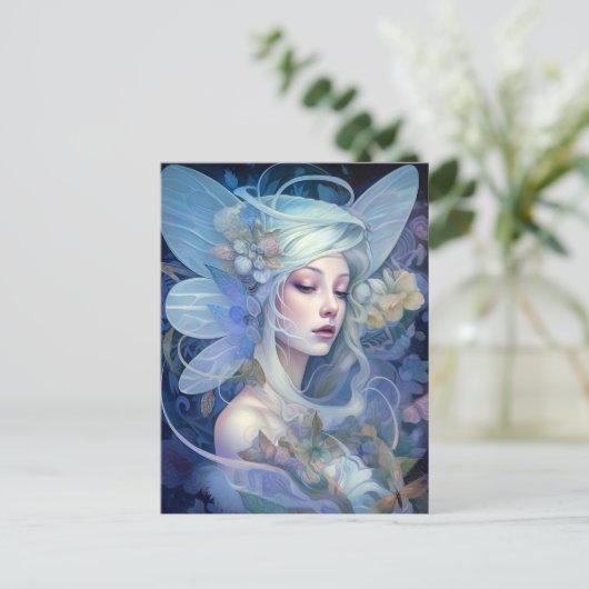 Blue Fairy Fantasy Art Briefkaart (Staand voorkant)