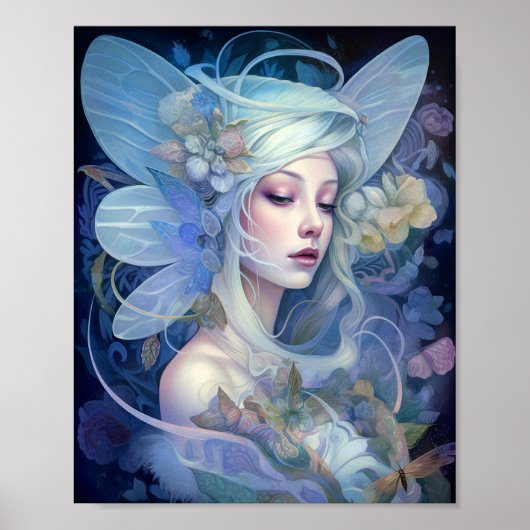 Blue Fairy Fantasy Art Poster (Voorkant)