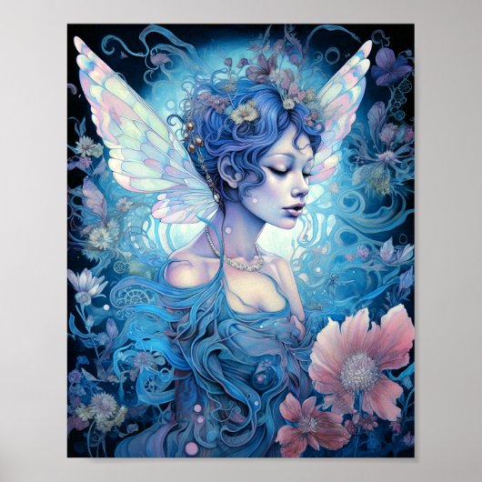 Blue Fairy Fantasy Art Poster (Voorkant)