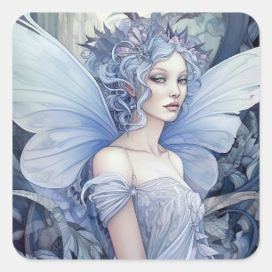 Blue Fairy Fantasy Art Vierkante Sticker