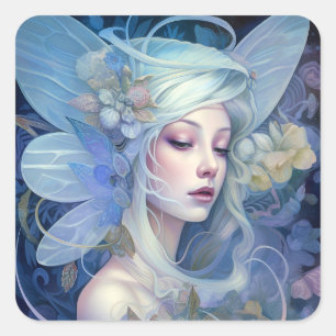 Blue Fairy Fantasy Art Vierkante Sticker