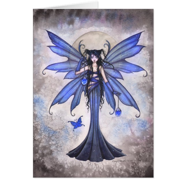Blue Fairy Fantsy Art Kaart beroemd gemaakt door M (Voorkant)